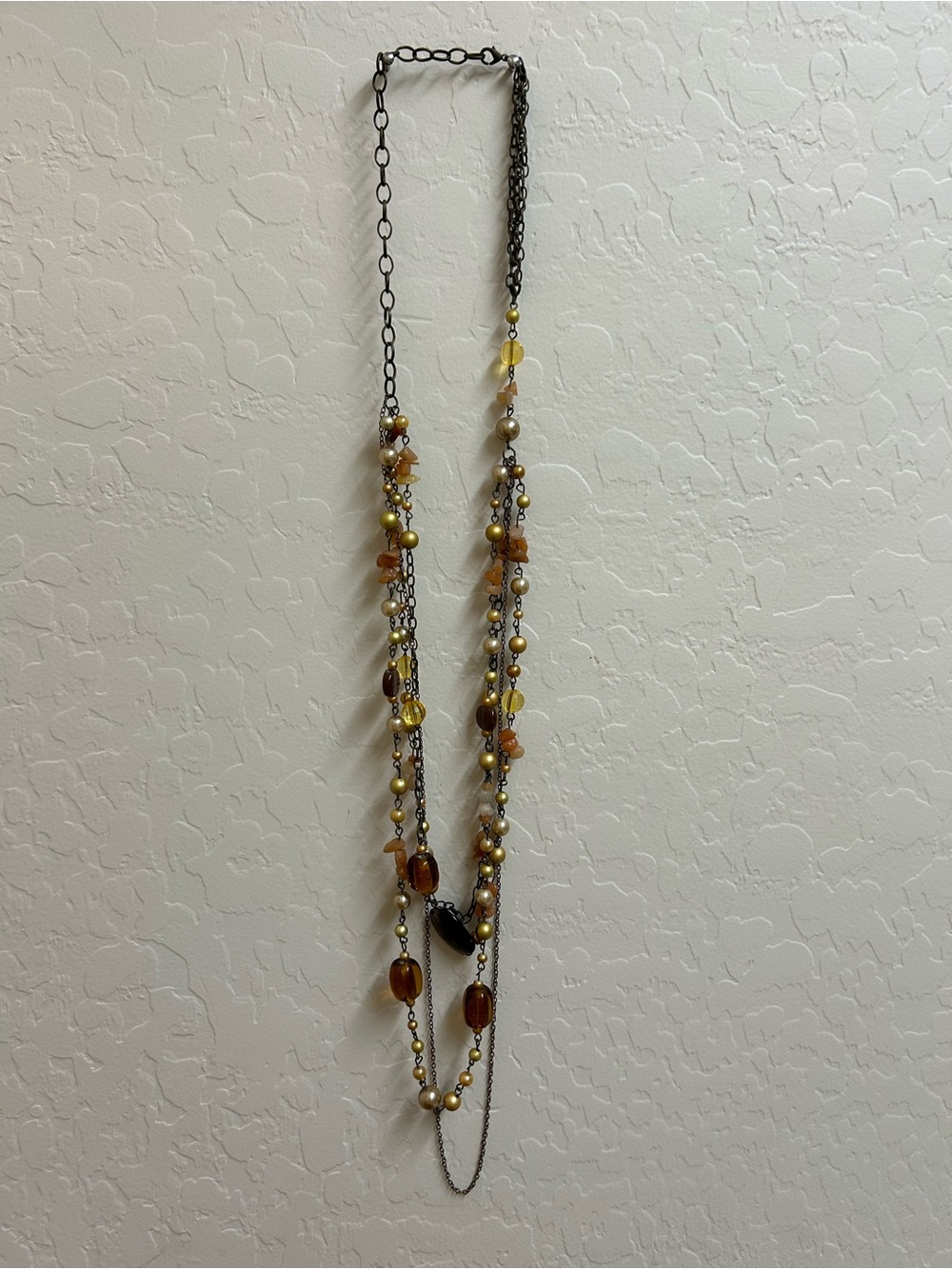 Vintage Multi-Strand Yellow & Brown Beaded Necklace - Women's Jewelry